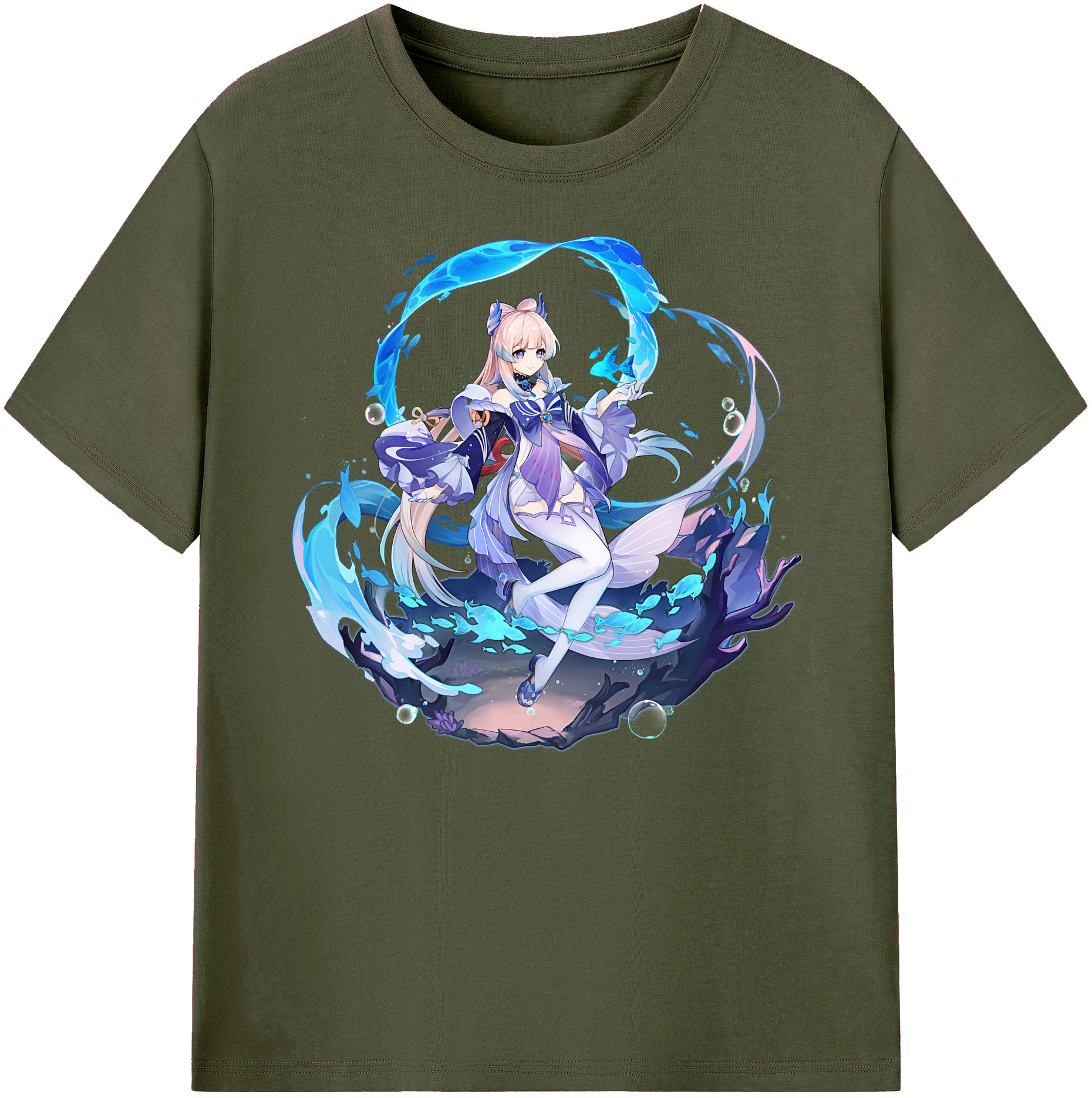 げんし神 珊瑚宮心海 サンゴノミヤ・ココミ genshin Sangonomiya Kokomi 綿100％ メンズ半袖Tシャツ｜肌触りやわらか＆通気性